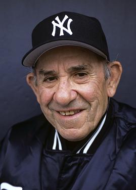 Portrait of New York Yankees guest coach Yogi Berra during spring training photo shoot at Legends Field.  Tampa, Florida 3/2/2005 (Image # 1225 )