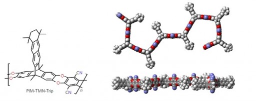 Struttura chimica del polimero con la rappresentazione della sua struttura bidimensionale