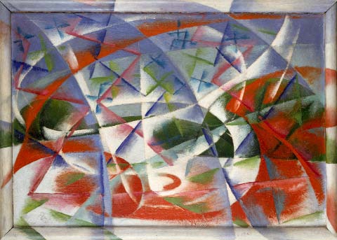 Giacomo Balla Abstract Speed + Sound (Velocità astratta + rumore), 1913–14 Oil on unvarnished millboard in artist’s painted frame, 54.5 x 76.5 cm The Solomon R. Guggenheim Foundation, Peggy Guggenheim Collection, Venice 76.2553.31 © 2014 Artists Rights Society (ARS), New York / SIAE, Rome Photo: Courtesy Solomon R. Guggenheim Foundation, New York