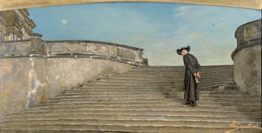 A messa prima (1895-1896). Olio su tela, 108 × 211 cm  St. Moritz, Museo Segantini, Deposito della Fondazione Otto Fischbacher - Giovanni Segantini