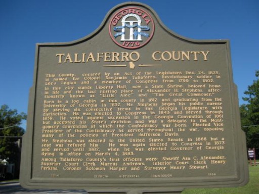 taliaferro county plaque