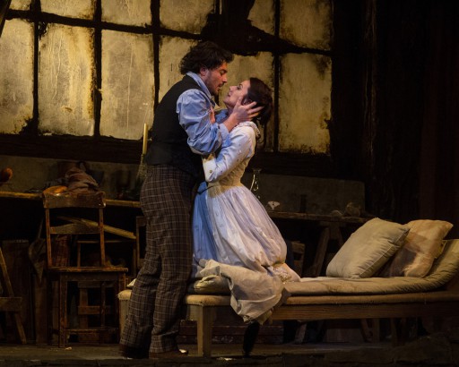 Vittorio Grigolo as Rodolfo and Anita Hartig in her Met debut as Mimì in Puccini's "La Bohème" on March 19, 2014.  Photo: Marty Sohl/Metropolitan Opera