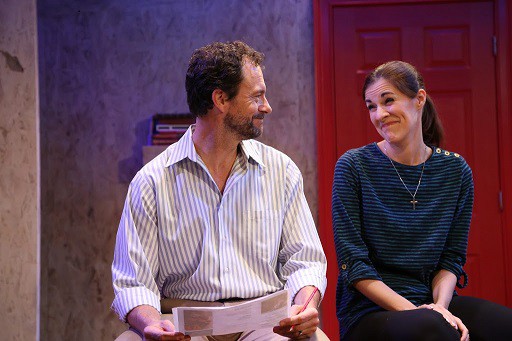 Donna (Mary Lauren) and Chris (Tony Travostino) thinking of their baby's laugh and smile to convince them everything is going to be ok. Photo by Gerry Goodstein.