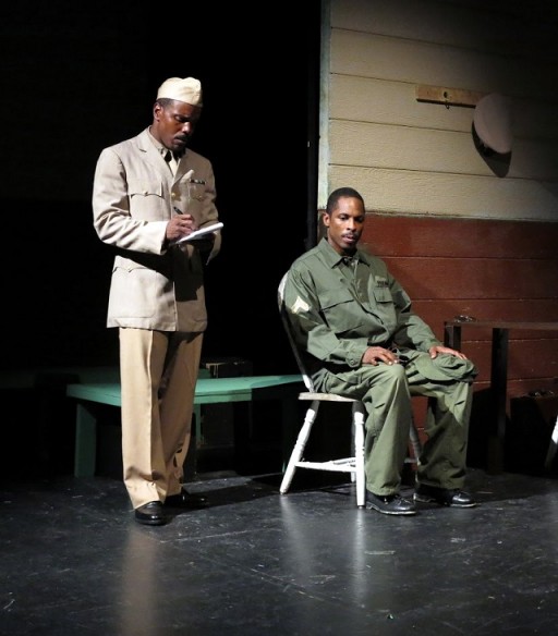 Chaz Reuben as Capt. Richard Davenport and Jay Ward as Cpl. Bernard Cob. Photo by Jonathan Slaff.