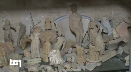A picture from the Italian TV program on the Museum showing some of the findings...