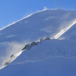 Vento che spazza la cima del Monte Bianco