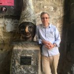 With Lello Esposito’s “Pulcinella” on the Vico del Fico al Purgatorio, Napoli.