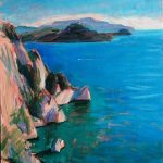 Lorenzo Pietrogrande, Paesaggio caprese, 2021, acrilico su tela, cm 30 x 30