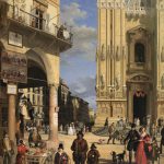 5. Inganni Veduta di Piazza del Duomo con il Coperto dei Figini, olio su tela 176 x 138 cm