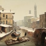 6. Inganni Nevicata ai Navigli, olio su tela 73 x 90,4 cm
