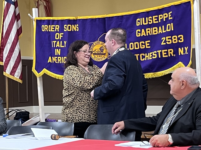 OSDIA Grand Lodge President Biagio Isgro joins Garibaldi Lodge at its new members’ induction in Eastchester, New York.