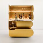 Ralph Pucci, the Alchemist Bar Satin Wood Panels, lacquered Gold Satin, Xavier Lust