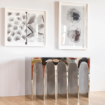 CONSOLE PASSAGE, polished stainless steel by Hervé Van Der Straeten