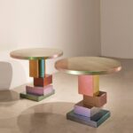 GUERIDON TABLES, chameleon lacquered wood by Hervé Van Der Straeten