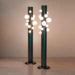 LAMPADAIRE ELECTRON patinated bronze and stardust lacquered aluminum by Hervé Van Der Straeten